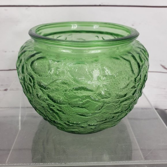Vintage EO Brody Co Green Textured Round Depression Crinkle Glass Dish Candy Dis - Picture 7 of 10